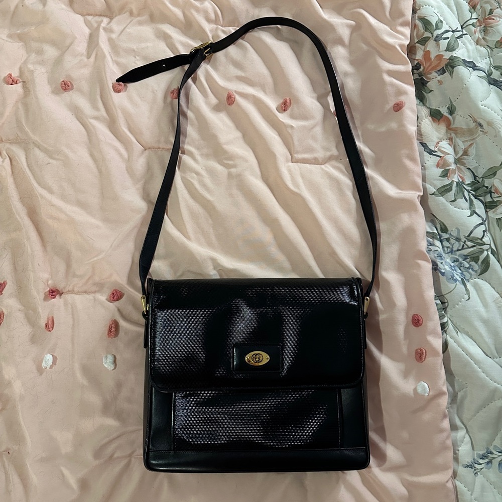 Vintage Gucci Black Leather Shoulder Bag